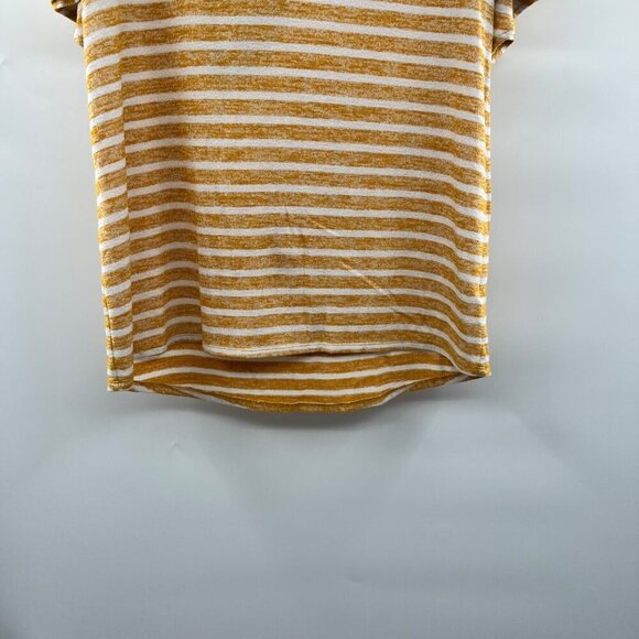 A New Day Women's Short Sleeve V-Neck Striped Top Yellow/White Size Medium - Picture 6 of 9